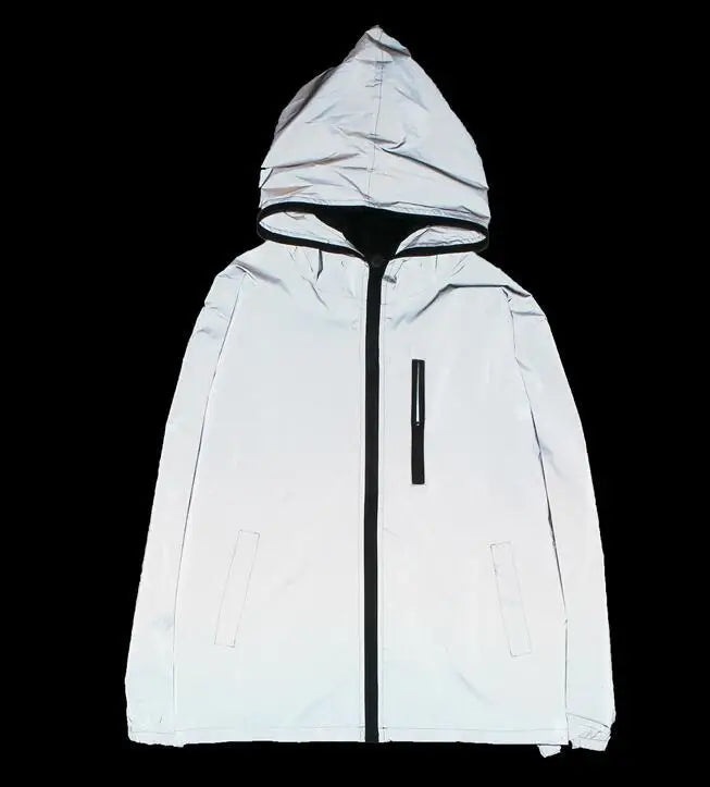 5XL Men's Full Reflective Jacket Night shiny Harajuku Hip Hop Jackets Men /Women Waterproof Windbreaker Hoodies Streetwear Coats