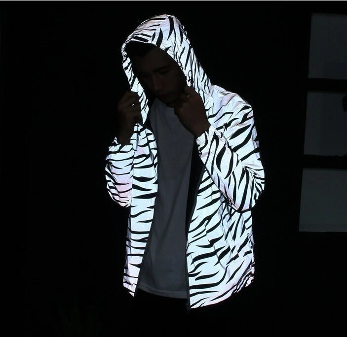 5XL Men's Full Reflective Jacket Night shiny Harajuku Hip Hop Jackets Men /Women Waterproof Windbreaker Hoodies Streetwear Coats