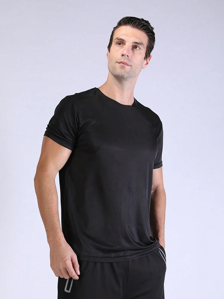 2PCS Men's Solid Color Ultralight Quick Dry Sport T-Shirt, Breathable Lightweight Top For Fitness Training Workout Running Gym