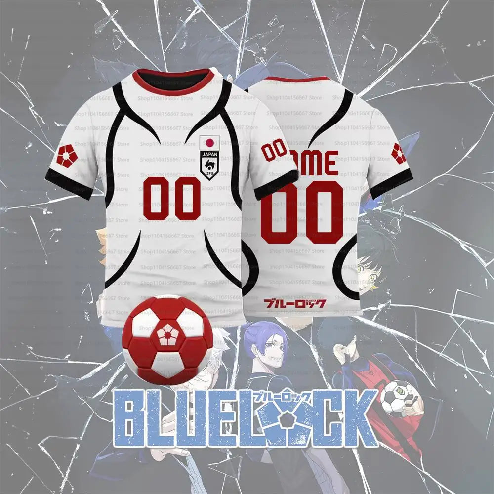 Blue Lock Customized Name Digital Cartoon Anime Cosplay Men's Sports Shirt Summer Children's T-shirt Top Oversized T-shirt Top