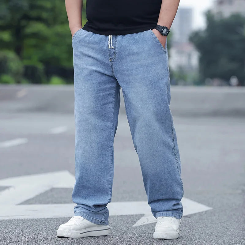 8XL Oversized Jeans For Men | Elastic Waist Loose Comfortable Trousers | Plus Size 150KG Men's Streetwear Casual Denim Pants New