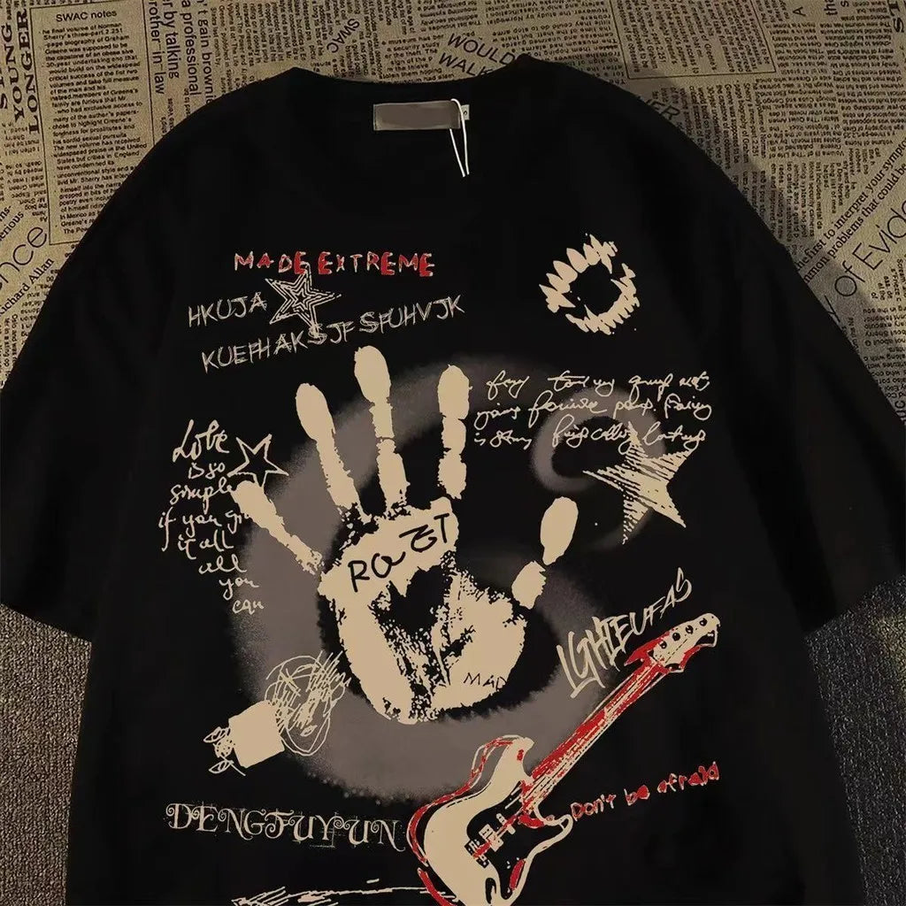 American Vintage Round Neck Short Sleeved T-shirt - Unisex, Korean-Inspired, Summer New Top, Trendy Inst Style, Comfortable