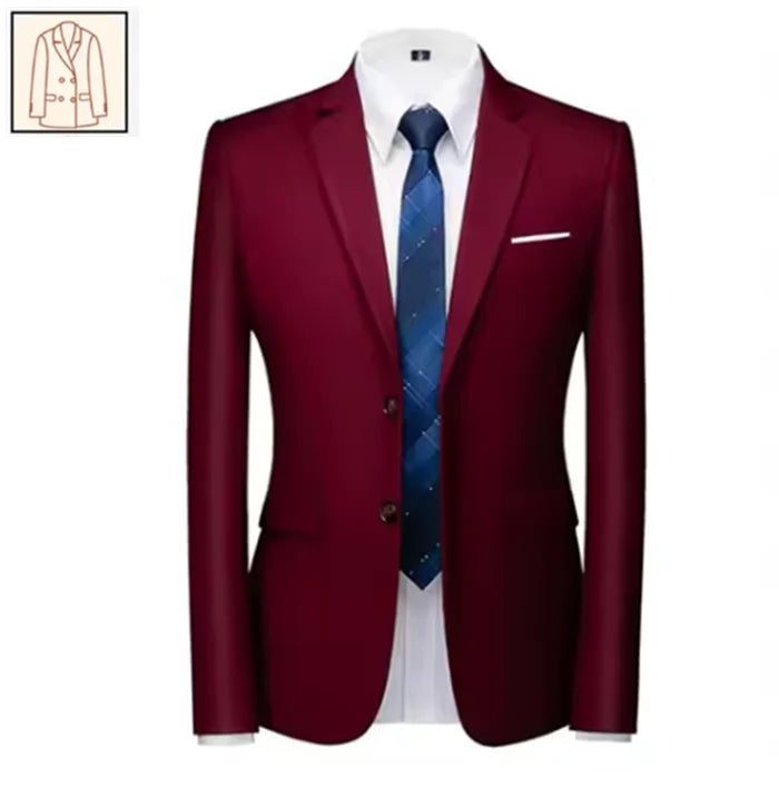 2025 New Men's Business Casual Suit for Weddings Male Solid Colour Formal Suit Sets Men Prom Party Tuxedo Dress