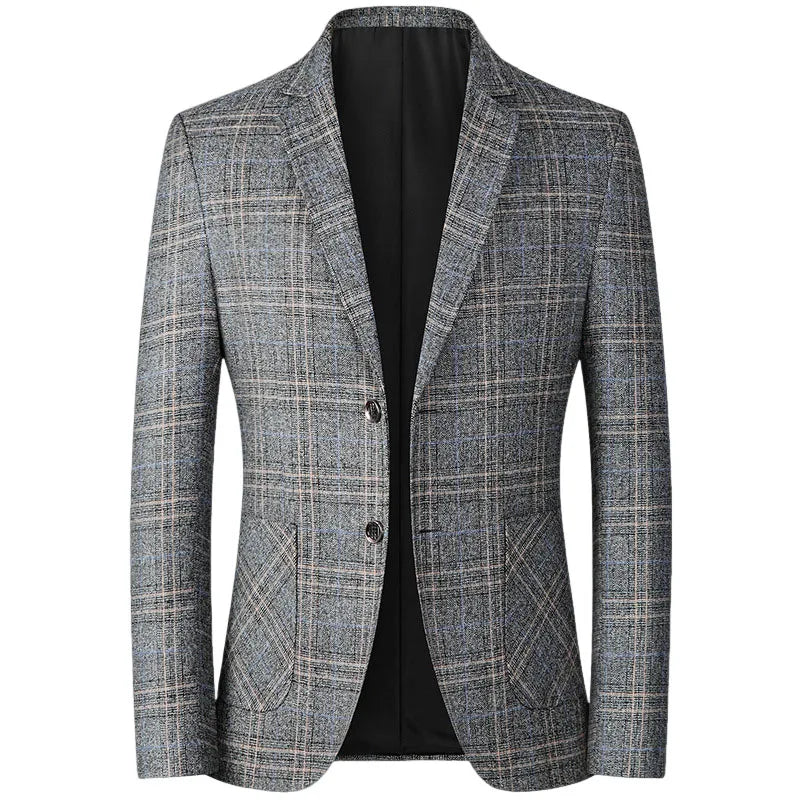Blazer Men's Business Gentleman Wedding Fashionable Checkered Best Man, Slimming and Casual Middle-aged and Elderly Blazer