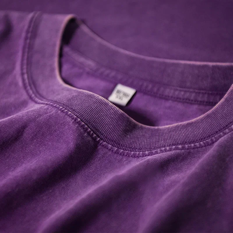 2025 Heavy Men Washed Vintage Oversized T-Shirt Street Hip Hop Punk Tee women Harajuku Casual Cotton Short Sleeve Acid Wash Top