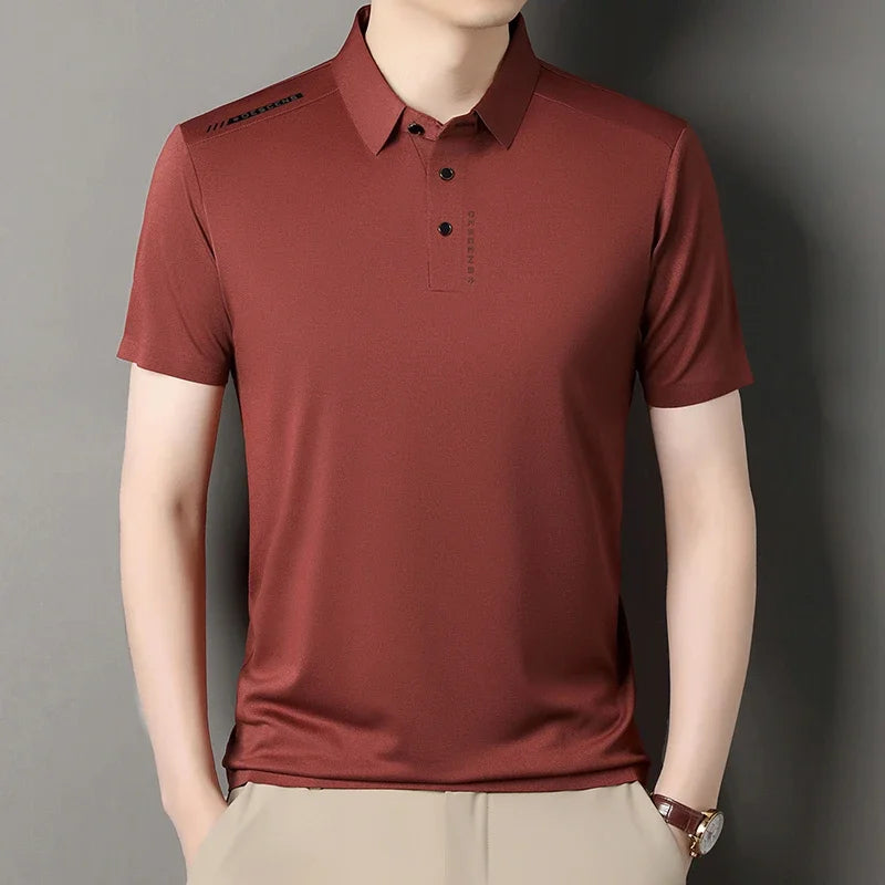 2025 New Men's Casual Fashion Printed Short Sleeve Polo Shirt Anti Wrinkle Breathable Comfortable Summer Versatile T-shirt