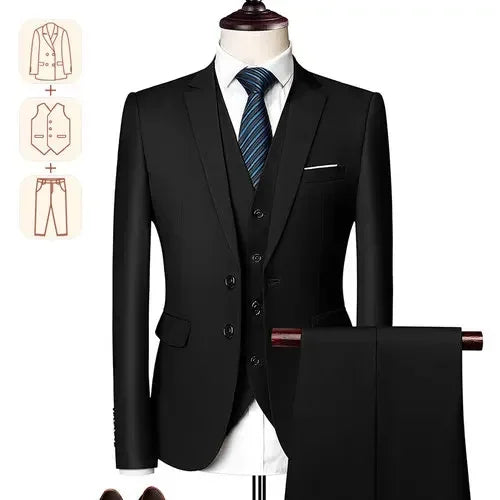 2025 New Men's Business Casual Suit for Weddings Male Solid Colour Formal Suit Sets Men Prom Party Tuxedo Dress