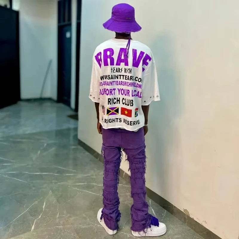 American Street Fashion Casual Cartoon Cartoon High Street Trendy Brand T-shirt Men Y2k Goth Hip-hop Rock Short-sleeved Women