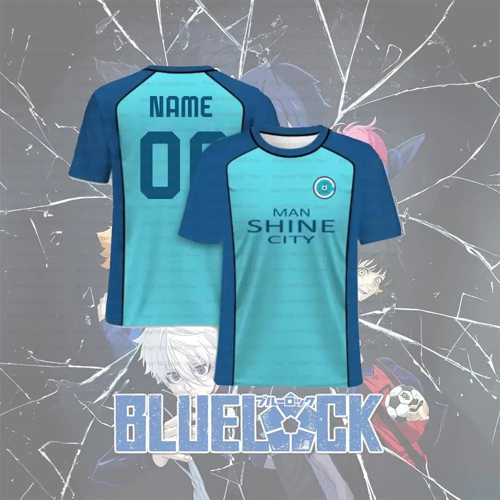 Blue Lock Customized Name Digital Cartoon Anime Cosplay Men's Sports Shirt Summer Children's T-shirt Top Oversized T-shirt Top