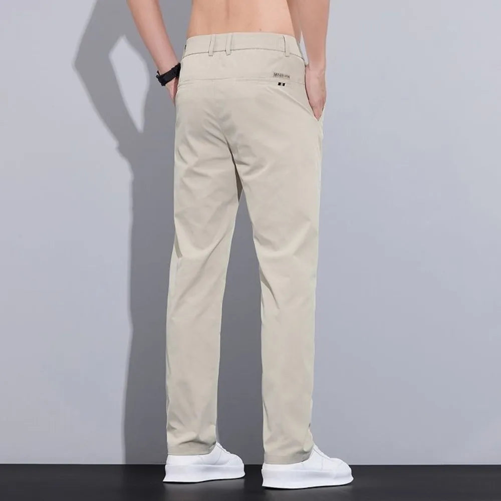 38 Men's Casual Pants Thin Ice Silk Summer Korean Slim Straight Pants Breathable Quick-drying Light Business Casual Pants
