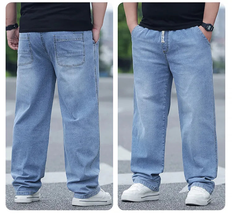 8XL Oversized Jeans For Men | Elastic Waist Loose Comfortable Trousers | Plus Size 150KG Men's Streetwear Casual Denim Pants New