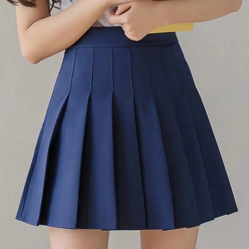 Autumn and winter new pleated skirt women's half skirt Korean high waist slim mini skirt Preppy style side zipper A-line skirt