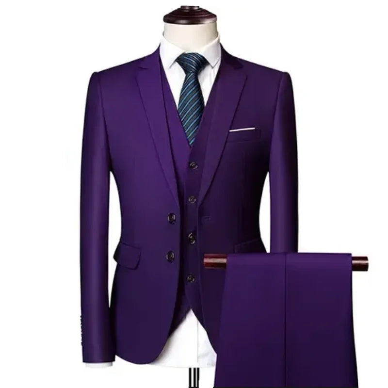 2025 New Men's Business Casual Suit for Weddings Male Solid Colour Formal Suit Sets Men Prom Party Tuxedo Dress