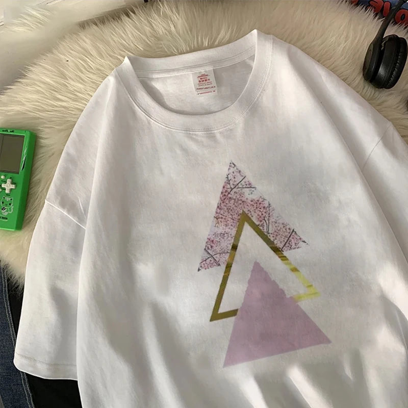 90s Y2k Women's Floral Print Sports Casual Short Sleeve T-shirt Graphic Tee Women's Fashion Clothing T-Shirt