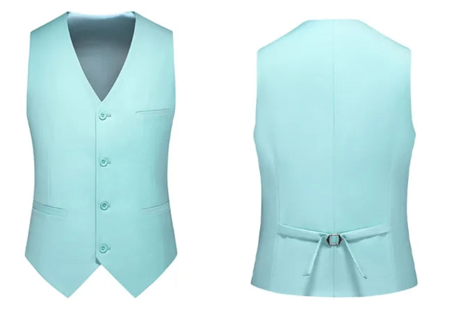 Blue Men Sleeveless Suit Vest, Brand New Slim Fit V Neck Dress Waistcoat Office Casual Vsests Asian Size M-6XL, Red Green Purple