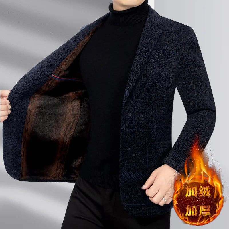 Blazer Men's Business Gentleman Wedding Fashionable Solid Color Best Man, Slimming and Casual Middle-aged and Elderly Blazer