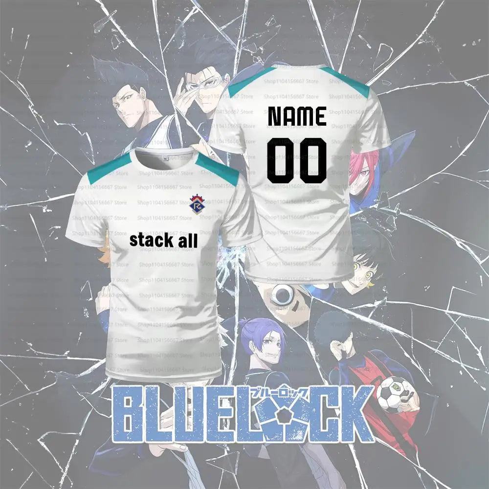 Blue Lock Customized Name Digital Cartoon Anime Cosplay Men's Sports Shirt Summer Children's T-shirt Top Oversized T-shirt Top
