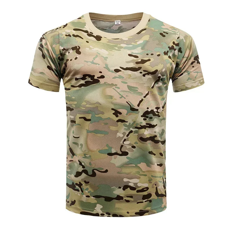 Camouflage Running Short Sleeve Quick Dried Sports T-shirt Breathable Outdoor Fitness Training Clothing Tactics High elasticity