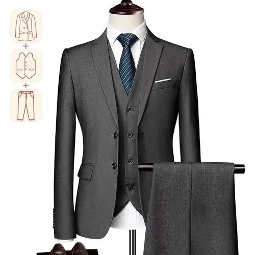 2025 New Men's Business Casual Suit for Weddings Male Solid Colour Formal Suit Sets Men Prom Party Tuxedo Dress
