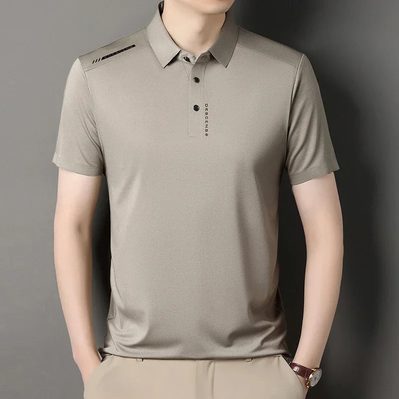 2025 New Men's Casual Fashion Printed Short Sleeve Polo Shirt Anti Wrinkle Breathable Comfortable Summer Versatile T-shirt