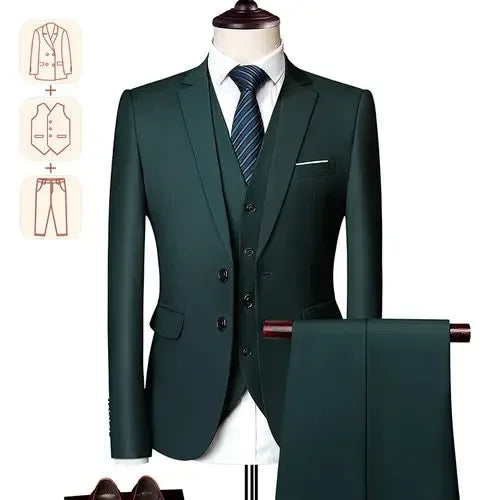 2025 New Men's Business Casual Suit for Weddings Male Solid Colour Formal Suit Sets Men Prom Party Tuxedo Dress