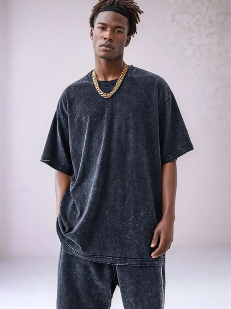 2025 Vintage Washed T-Shirts Street Hip Hop Retro Punk T Shirt women Harajuku Casual Cotton Short Sleeve Acid Wash TShirts top