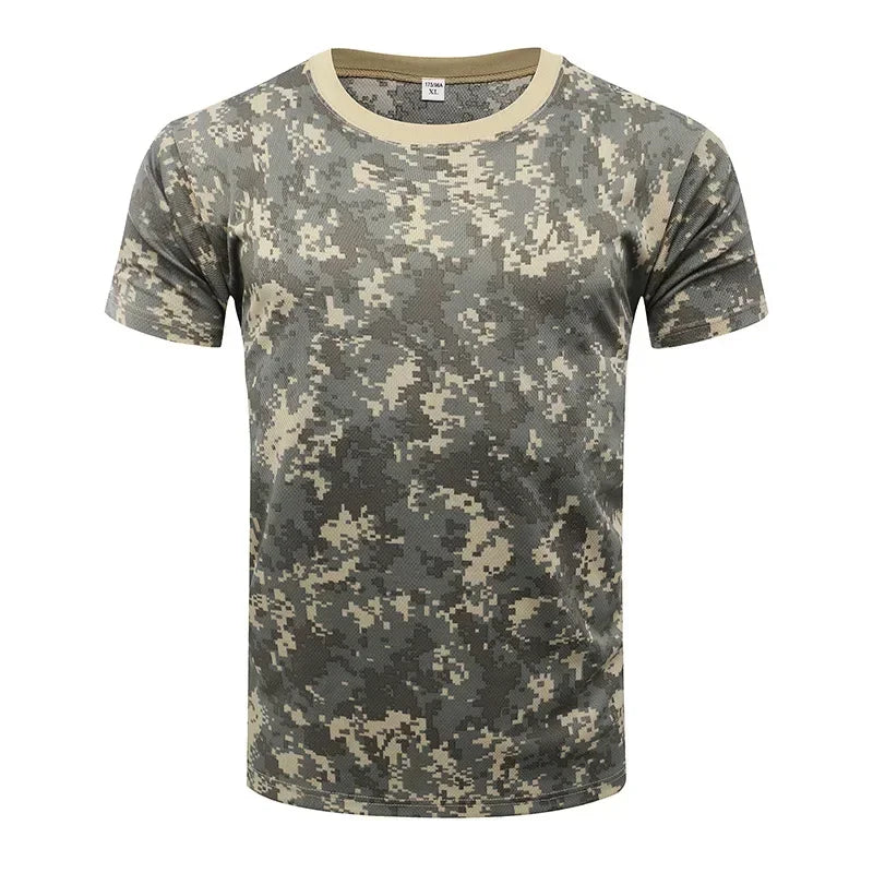 Camouflage Running Short Sleeve Quick Dried Sports T-shirt Breathable Outdoor Fitness Training Clothing Tactics High elasticity