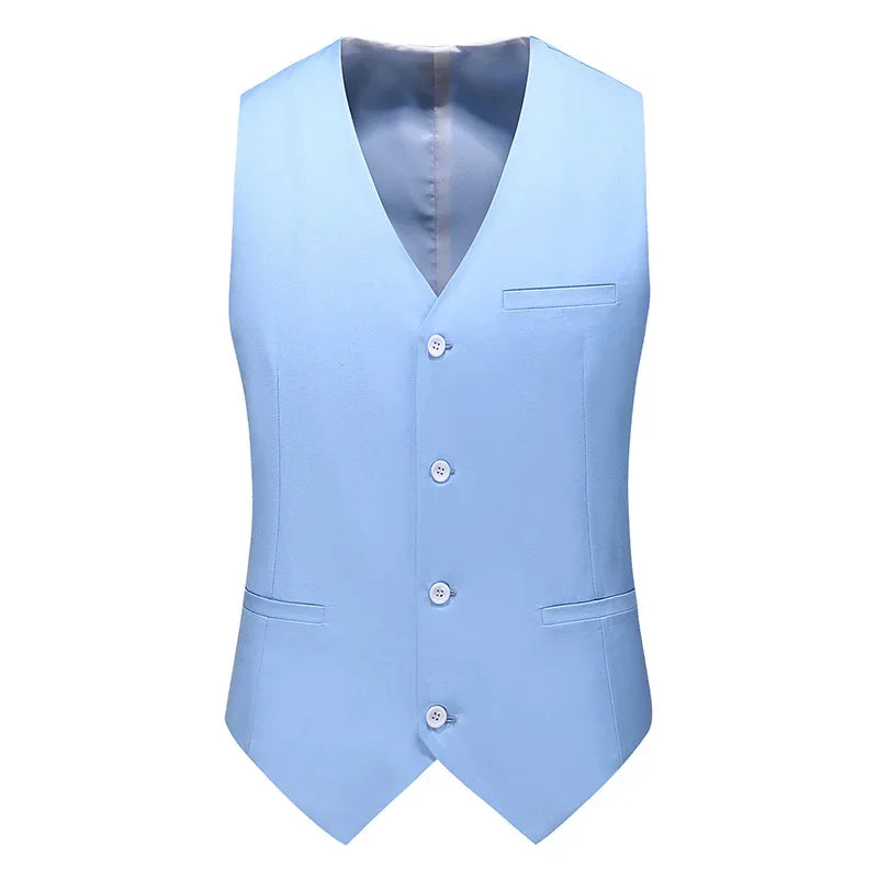 Blue Men Sleeveless Suit Vest, Brand New Slim Fit V Neck Dress Waistcoat Office Casual Vsests Asian Size M-6XL, Red Green Purple