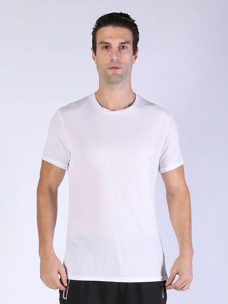 2PCS Men's Solid Color Ultralight Quick Dry Sport T-Shirt, Breathable Lightweight Top For Fitness Training Workout Running Gym