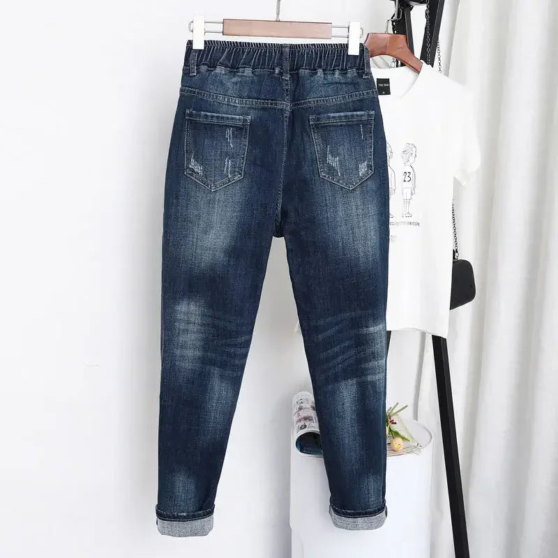 5XL High Waist Jeans Women Vintage Plus Size Jeans Femme Harem Pants Loose Boyfriend Denim Jeans Streetwear Trousers Women Z31