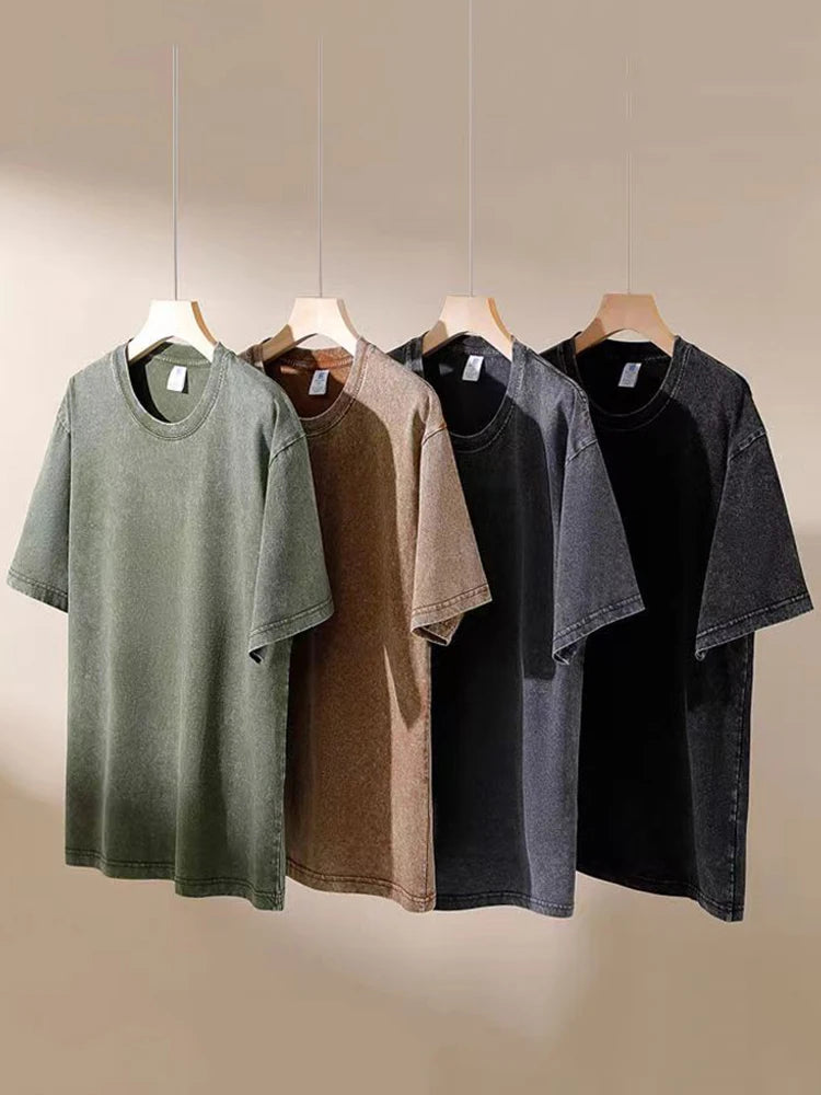 2025 Washed Vintage T-Shirts Street Hip Hop Retro Punk T Shirt women Harajuku Casual Cotton Short Sleeve Acid Wash TShirts top