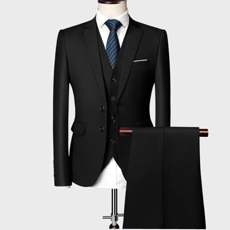 2025 New Men's Business Casual Suit for Weddings Male Solid Colour Formal Suit Sets Men Prom Party Tuxedo Dress
