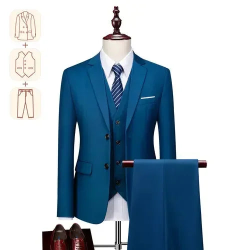 2025 New Men's Business Casual Suit for Weddings Male Solid Colour Formal Suit Sets Men Prom Party Tuxedo Dress