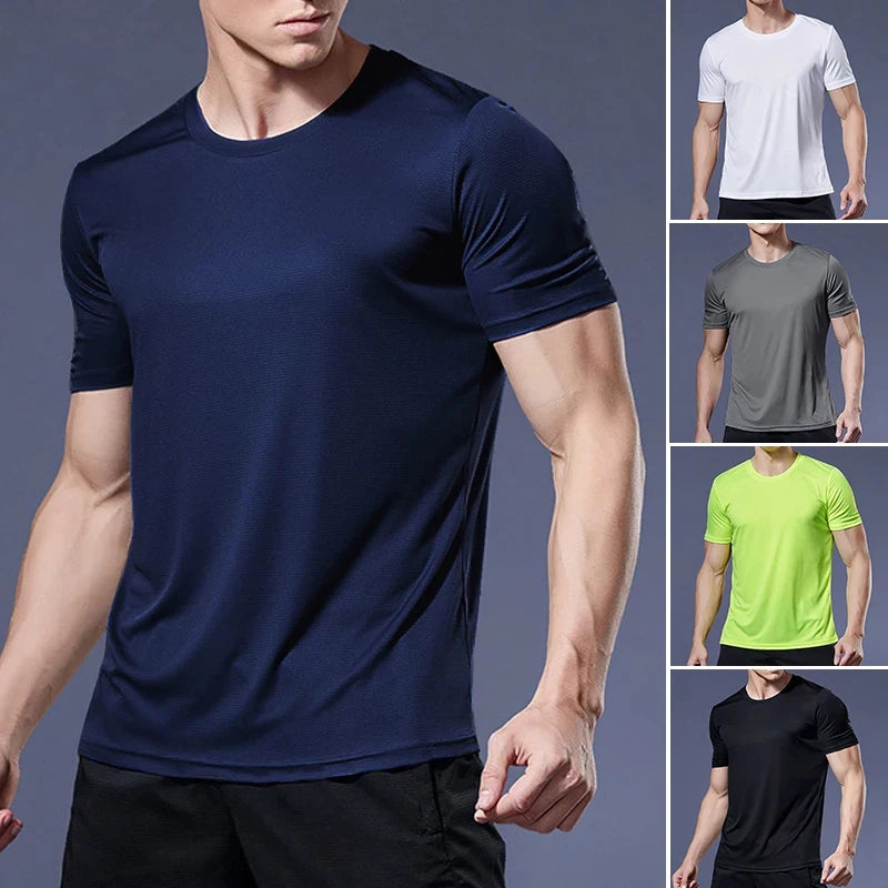 2pcs Quick Drying Men's Running T-shirt Fitness Sports T Shirt Gym Training Tees Breathable Jogging Casual Sportswear Unisex Top