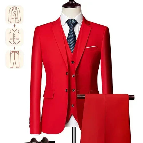 2025 New Men's Business Casual Suit for Weddings Male Solid Colour Formal Suit Sets Men Prom Party Tuxedo Dress