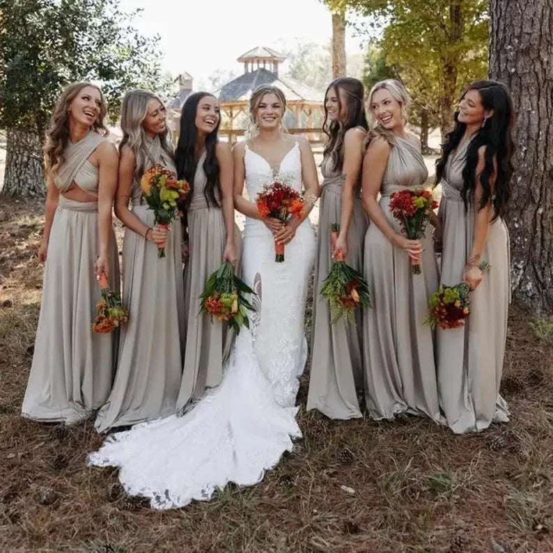 Bridesmaid Dress, Olive Green Maxi Bridesmaid Dress, Bridal Party Convertible Dress, Multiway Infinity Dress, Custom Dress