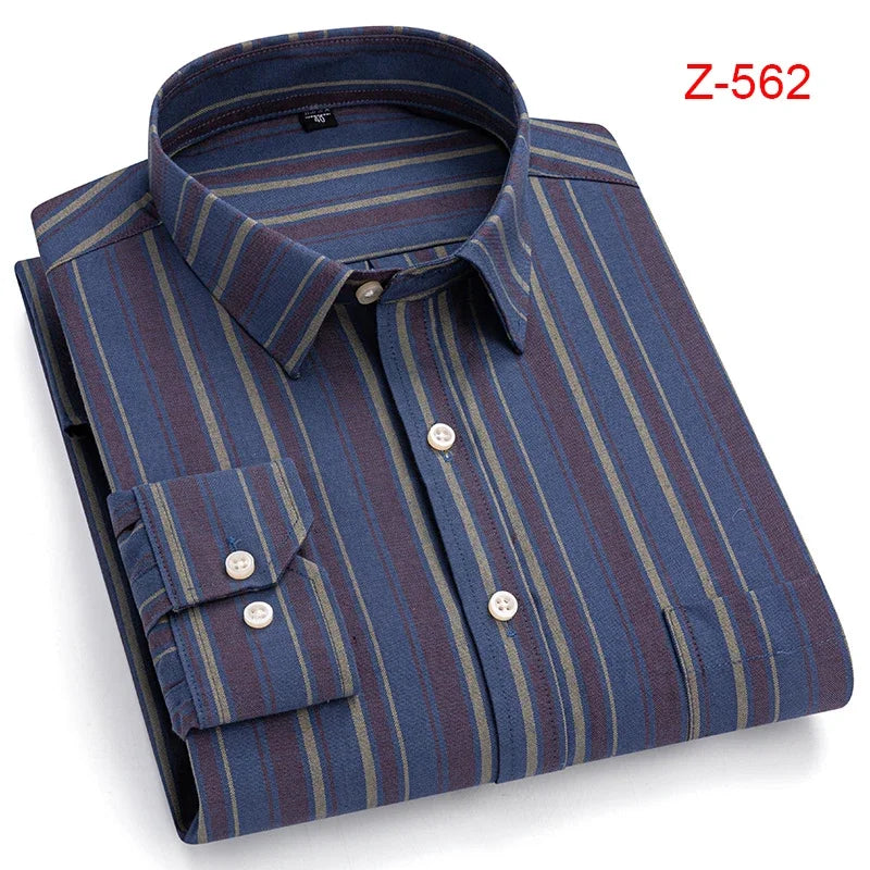 100% Cotton Oxford High Quality Men's Shirt Long Sleeve New Business Casual Fashion Men's Clothes Plus Size Shirt Formal S-7XL