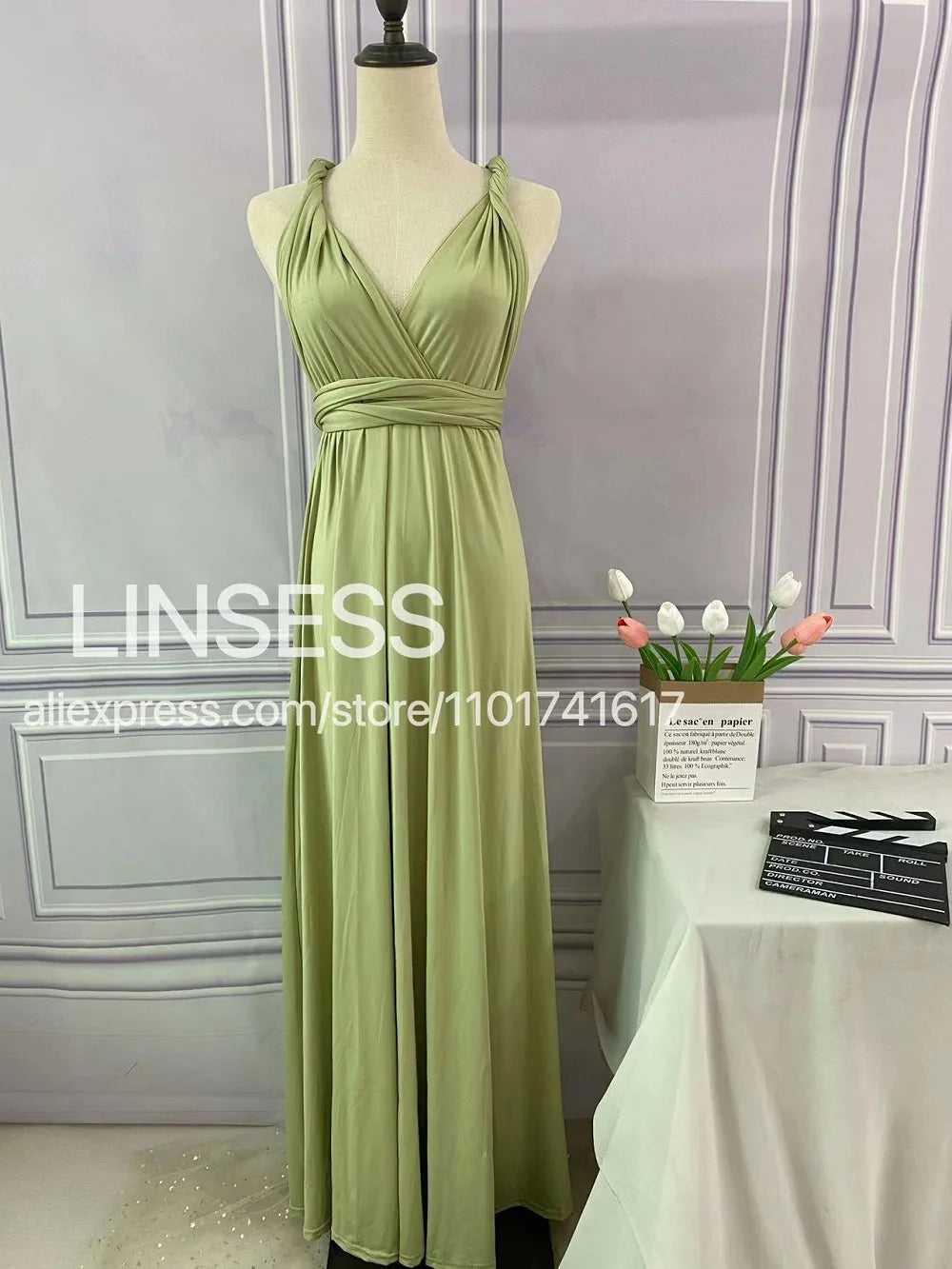 Bridesmaid Dress, Olive Green Maxi Bridesmaid Dress, Bridal Party Convertible Dress, Multiway Infinity Dress, Custom Dress