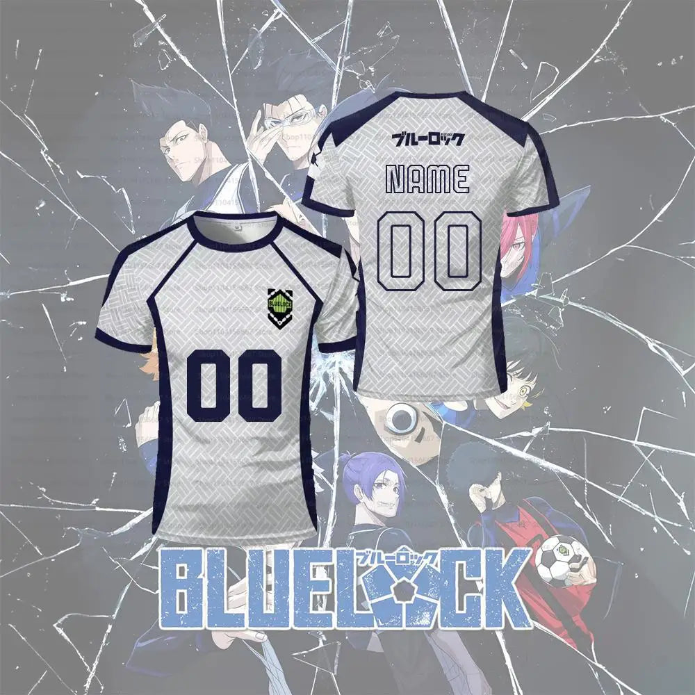 Blue Lock Customized Name Digital Cartoon Anime Cosplay Men's Sports Shirt Summer Children's T-shirt Top Oversized T-shirt Top
