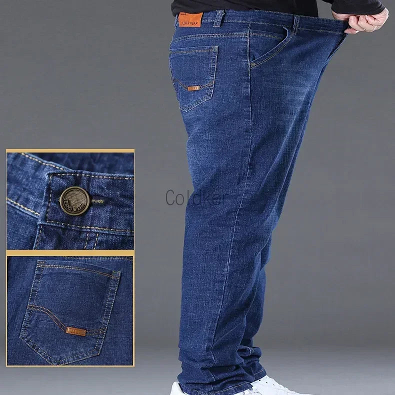 Black Blue Jeans Men Big Size 48 50 Denim Pants Large Size Pants for 45-150kg Jeans Hombre Straight Leg Jeans Pantalon Homme