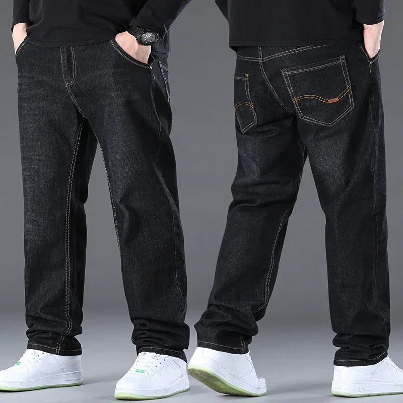 Black Blue Jeans Men Big Size 48 50 Denim Pants Large Size Pants for 45-150kg Jeans Hombre Straight Leg Jeans Pantalon Homme