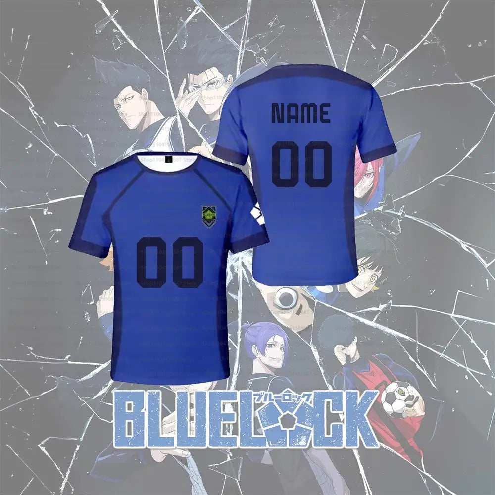 Blue Lock Customized Name Digital Cartoon Anime Cosplay Men's Sports Shirt Summer Children's T-shirt Top Oversized T-shirt Top