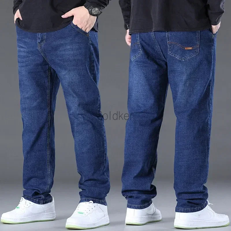 Black Blue Jeans Men Big Size 48 50 Denim Pants Large Size Pants for 45-150kg Jeans Hombre Straight Leg Jeans Pantalon Homme