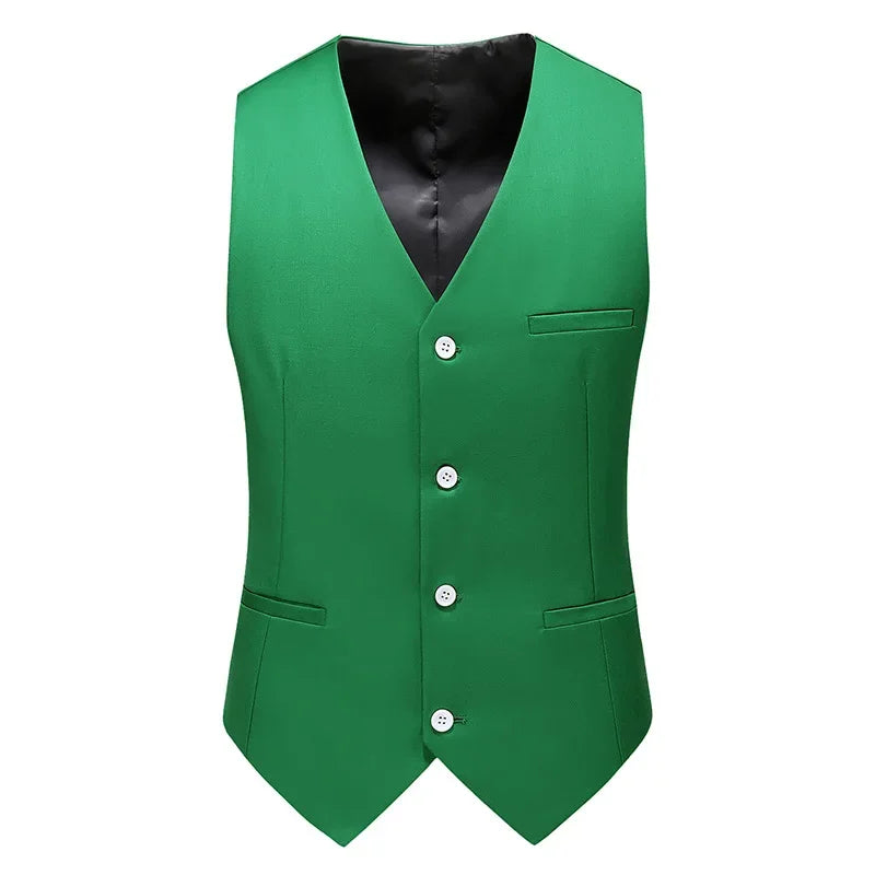 Blue Men Sleeveless Suit Vest, Brand New Slim Fit V Neck Dress Waistcoat Office Casual Vsests Asian Size M-6XL, Red Green Purple