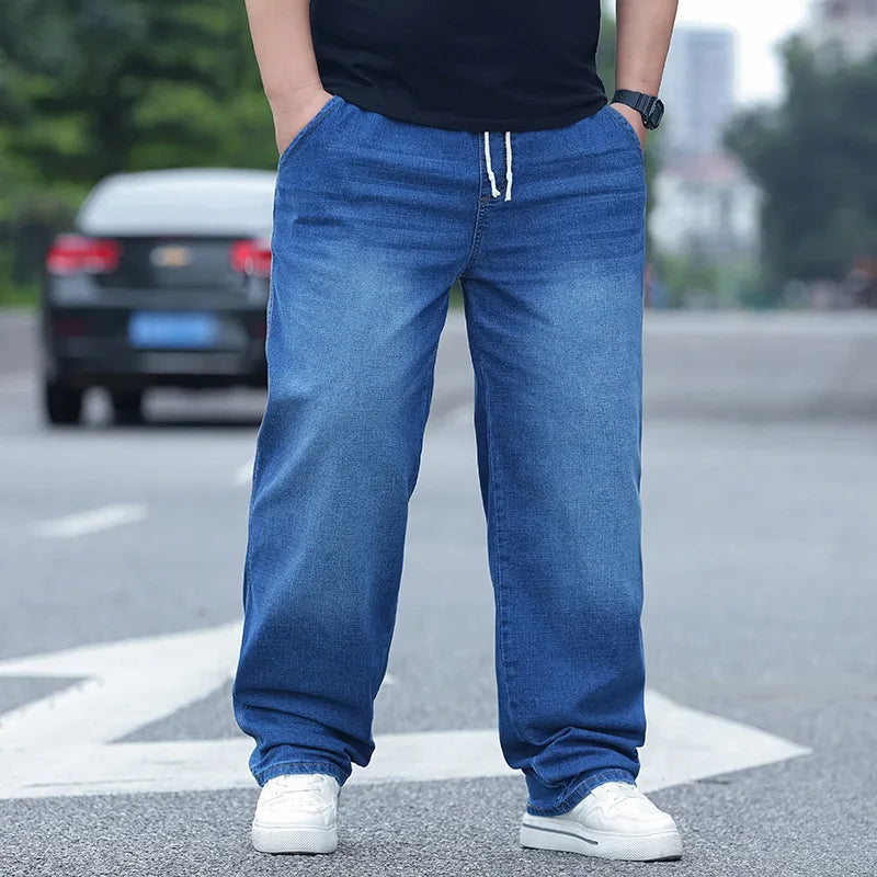 8XL Oversized Jeans For Men | Elastic Waist Loose Comfortable Trousers | Plus Size 150KG Men's Streetwear Casual Denim Pants New