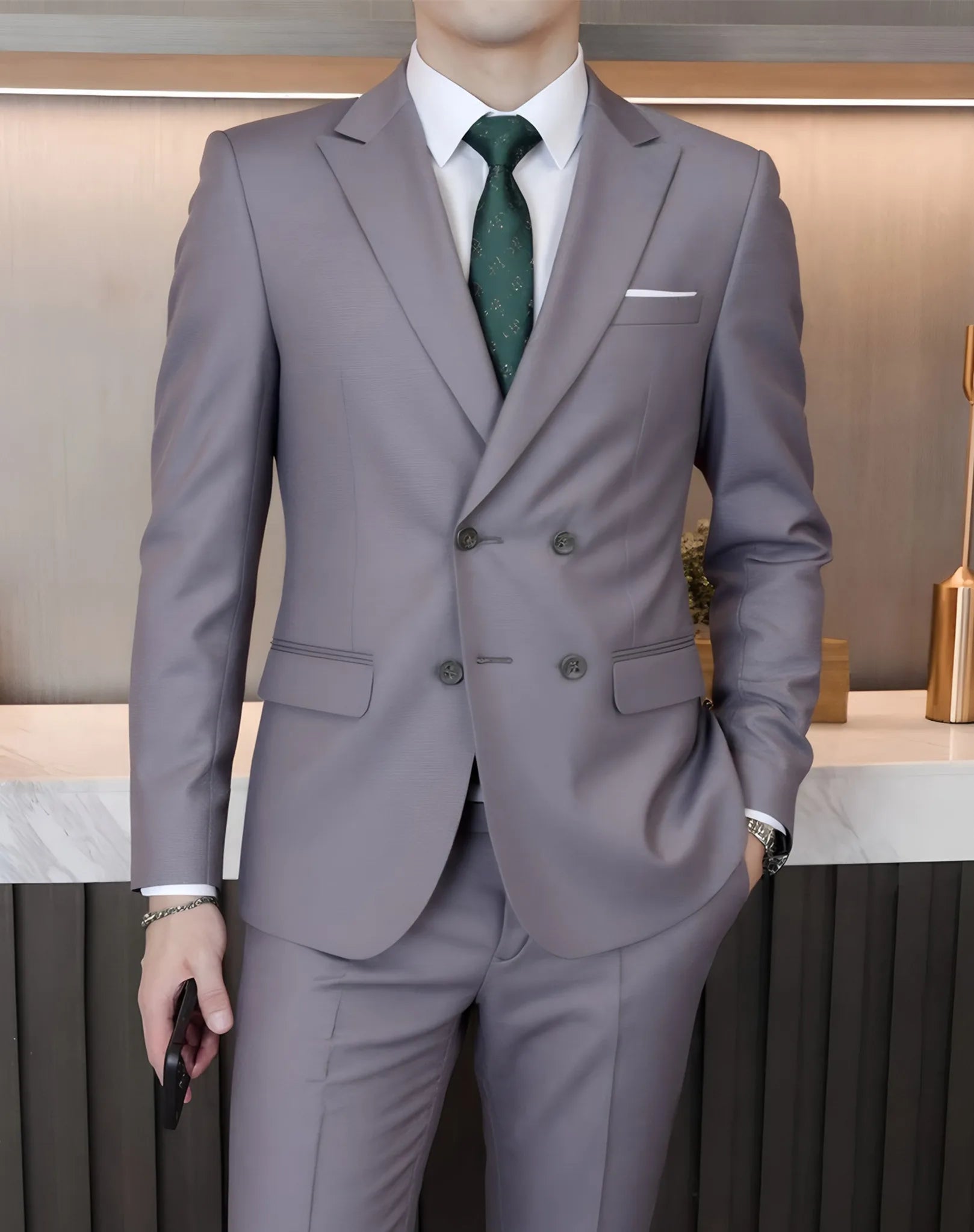 2025 Fashion New Men Double Breasted Boutique Solid Color Business Slim Fit Groom'S Office Wedding Best for Man Work Dress Suit