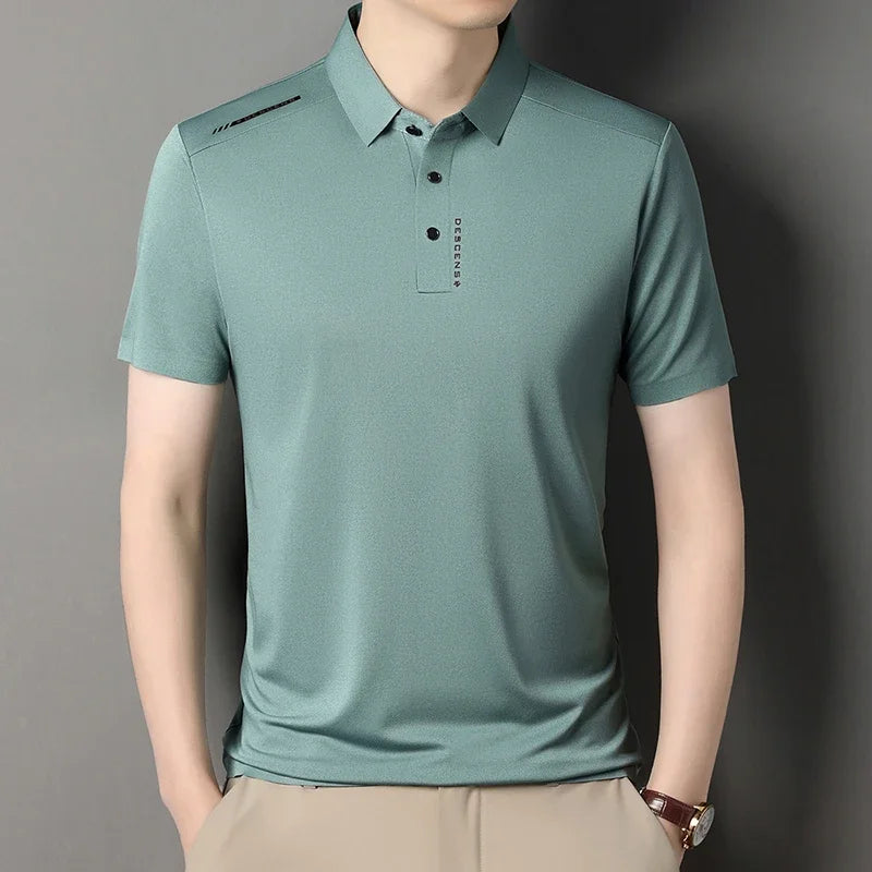 2025 New Men's Casual Fashion Printed Short Sleeve Polo Shirt Anti Wrinkle Breathable Comfortable Summer Versatile T-shirt