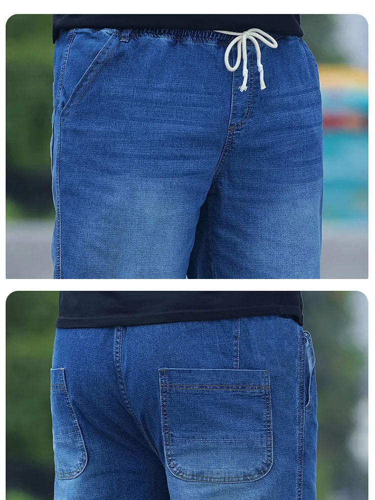 8XL Oversized Jeans For Men | Elastic Waist Loose Comfortable Trousers | Plus Size 150KG Men's Streetwear Casual Denim Pants New