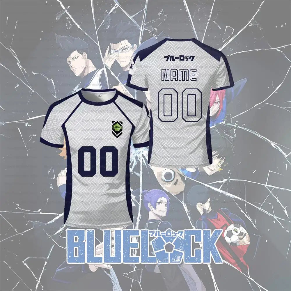 Blue Lock Customized Name Digital Cartoon Anime Cosplay Men's Sports Shirt Summer Children's T-shirt Top Oversized T-shirt Top