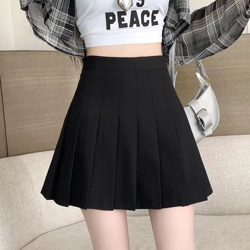 Autumn and winter new pleated skirt women's half skirt Korean high waist slim mini skirt Preppy style side zipper A-line skirt